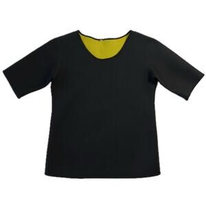 Sauna Suit T-Shirt XXL Stretchy Short Sleeve Black Workout Fat Burning Top